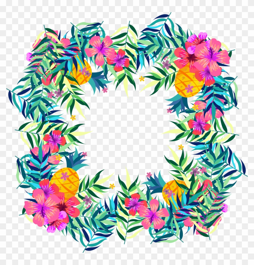 Flower Tropics Fruit Clip Art - Transparent Tropical Flower Border #300109