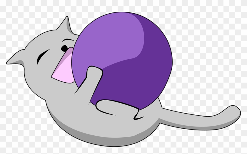 Purple Cartoon Cat 3, Buy Clip Art - Кот С Клубком Png #300180