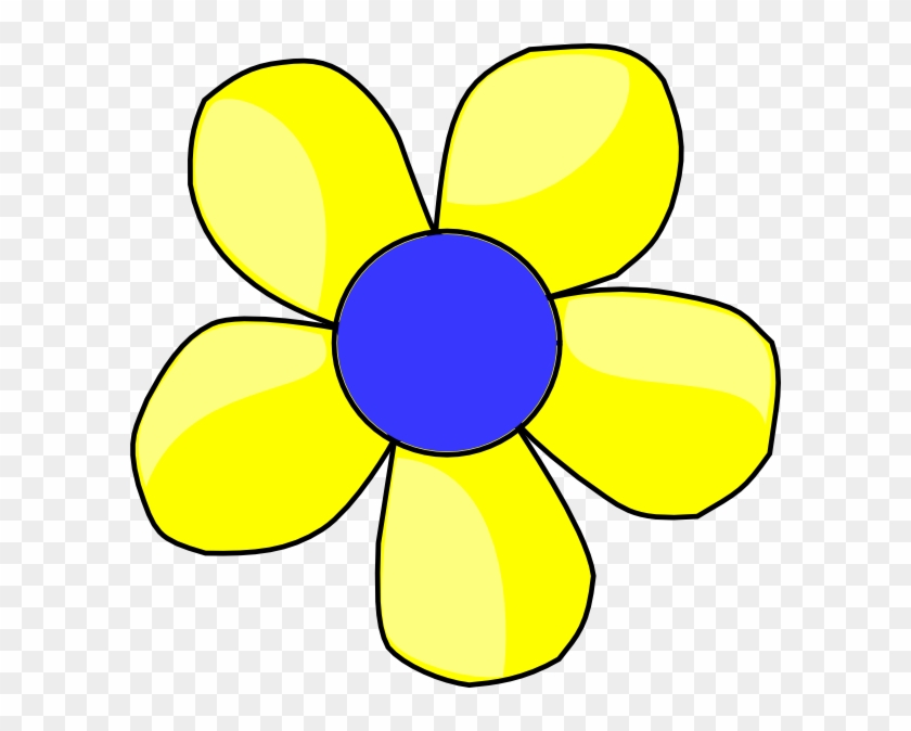 Blue And Yellow Flower Shaded Clip Art At Clker - Yellow And Blue Cartoon Flower #300256