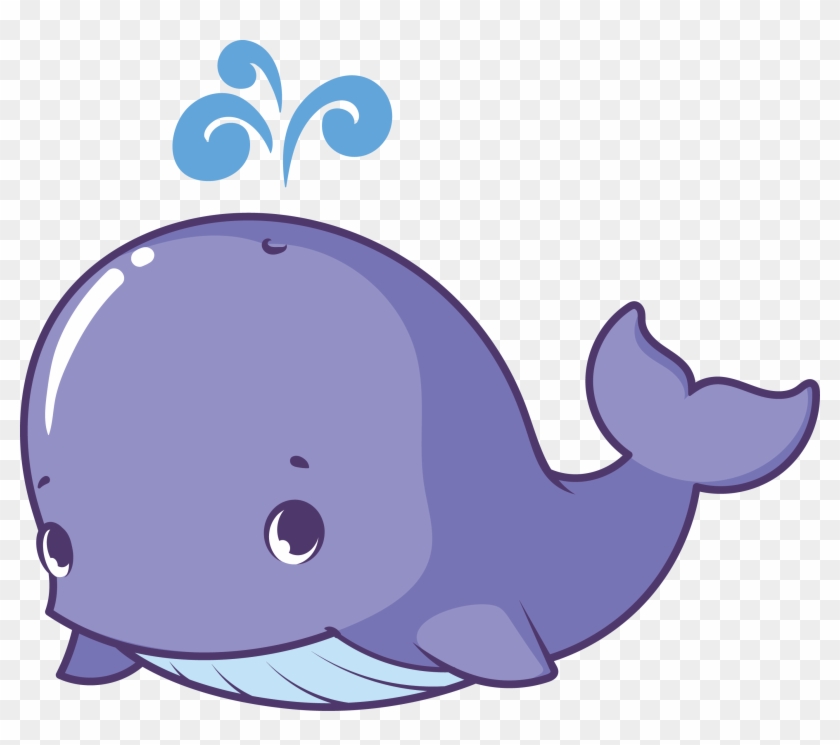 Whale Cartoon Illustration - Purple Cartoon Whale #300286