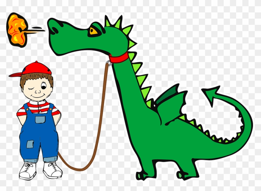 Cartoon Dragons 16, Buy Clip Art - Dragon On A Leash #300311