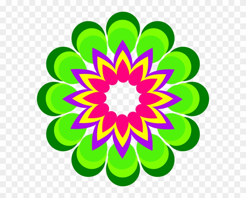 Geometric Flower Multicolor Clip Art At Clker - Multi Color Clip Art #300320