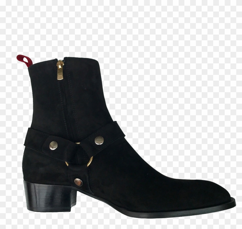 Black Suede Harness Boots - Suede #300592