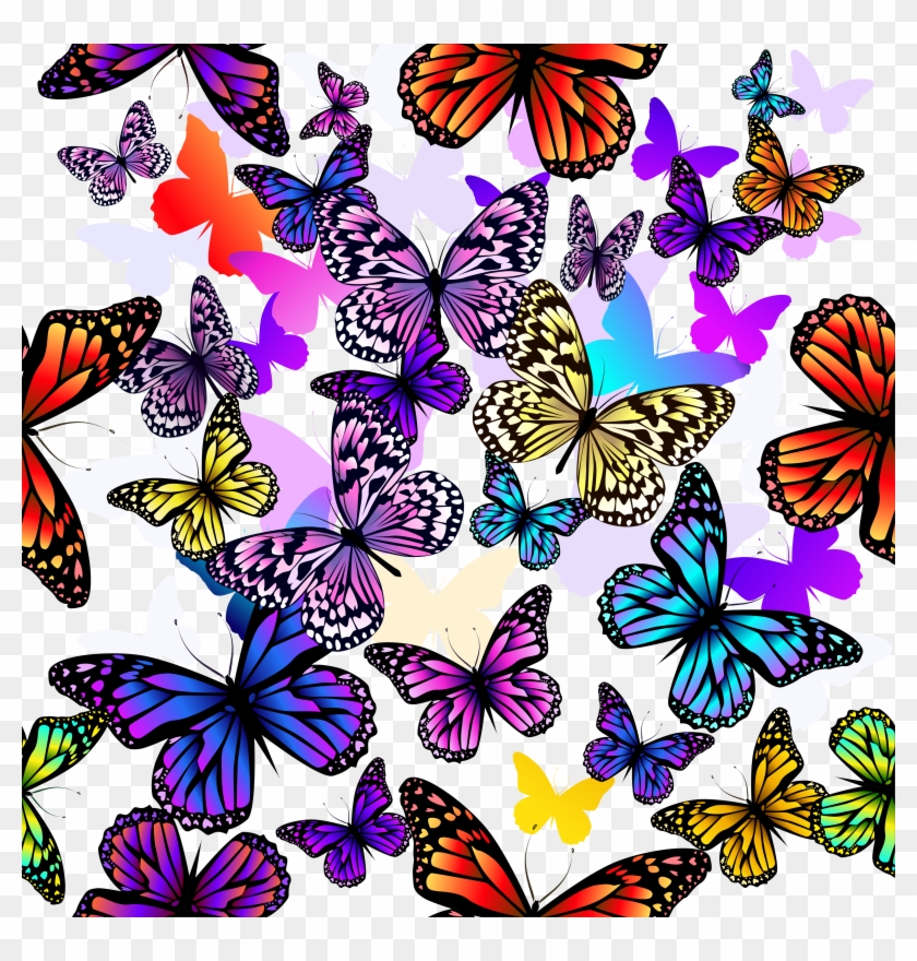 Butterfly Euclidean Vector Pattern - Wall Tapestry Colorful Erfly Print Wall Hanging Tapestry #300619