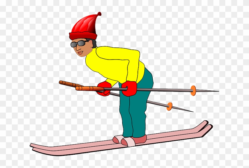 Skier, Person, Cartoon, Club, Ski, Hat, Sports - Free Clipart Ski #300620