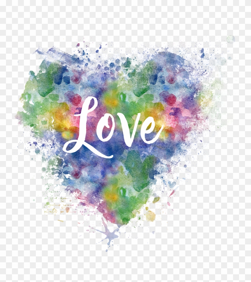 Download Transparent Png Love Heart Here - Watercolor Painting #300736