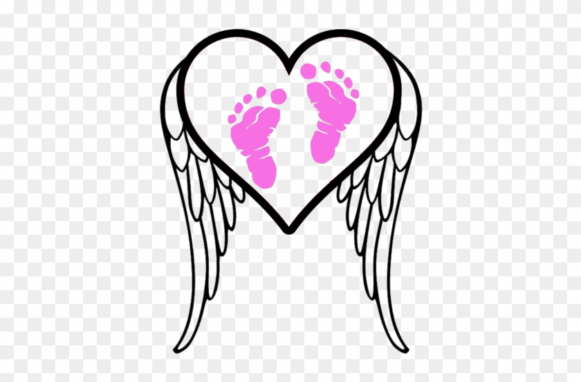 Pregnancy And Infant Loss Awareness Footprints - Angel Wings Silhouette #300830