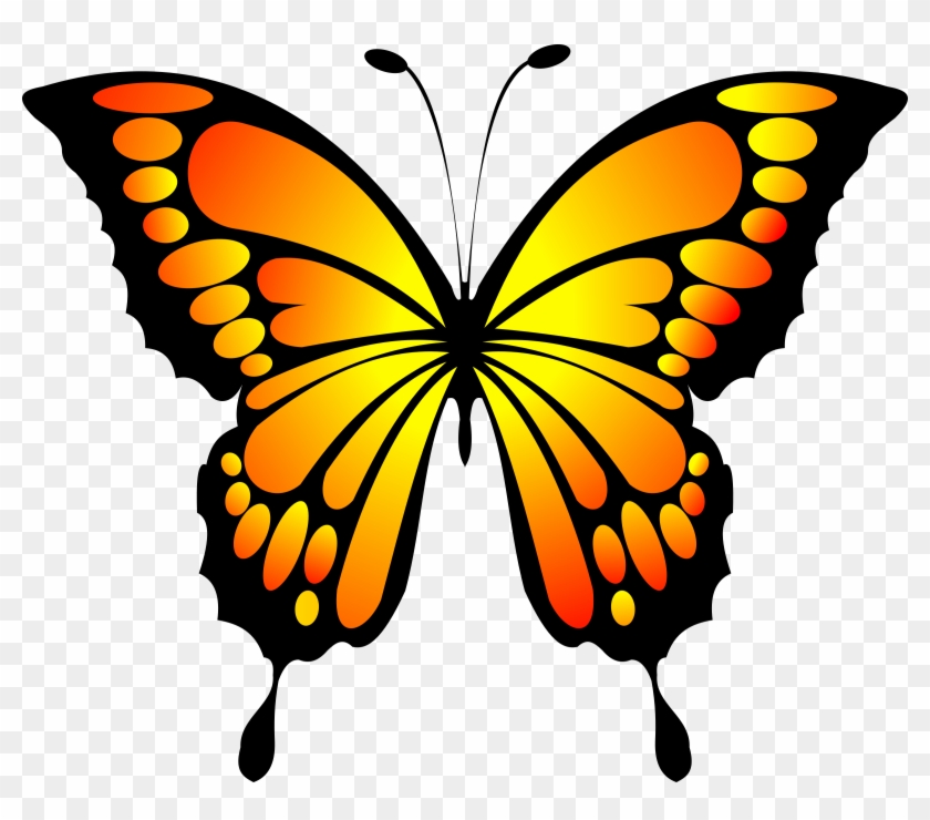 Clip Art Of Butterflies And Flowers, Clip Art Of Butterflies - Yellow And Red Butterfly #300839