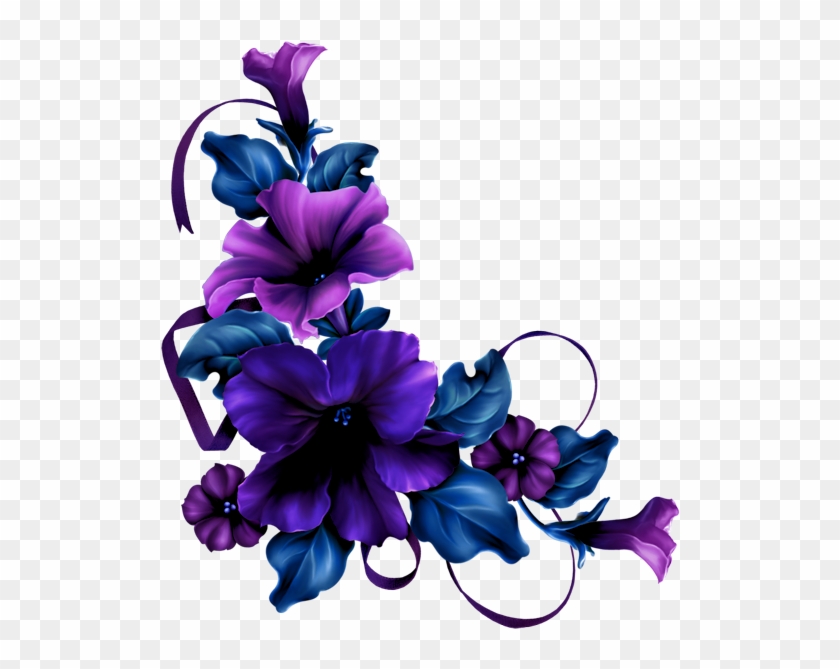 Paper Flower Rose Clip Art - Blue Violet Flower Border #300881