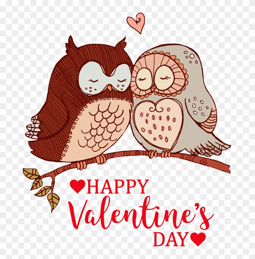 Happy Valentines Day Greeting Owls In Love - Happy Valentines Day Owl #300913