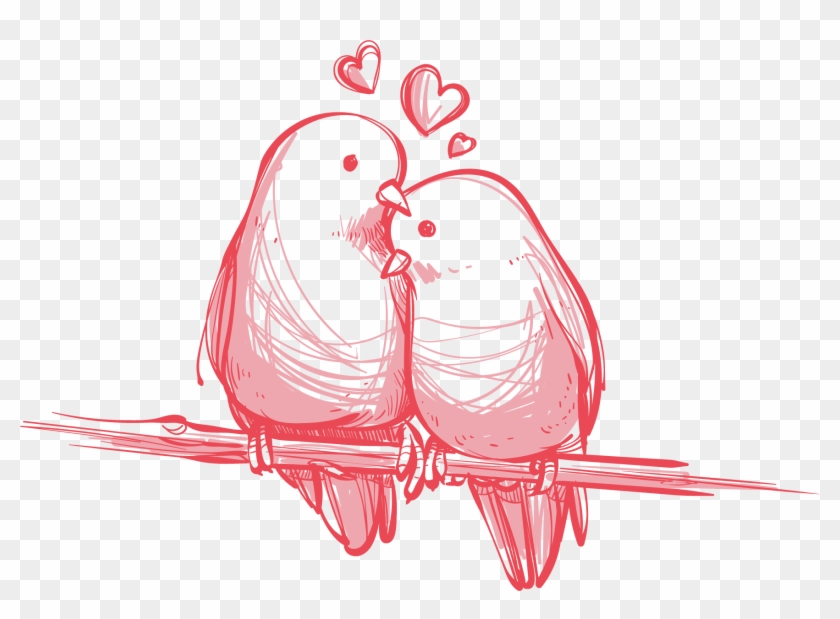 Bird Valentine's Day Wedding Gift Wallpaper - Love Birds Vector Png #300915