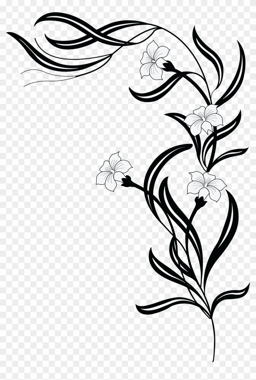 Free Clipart Of A Grayscale Floral Vine Black White Flowers Png Free Transparent Png Clipart Images Download