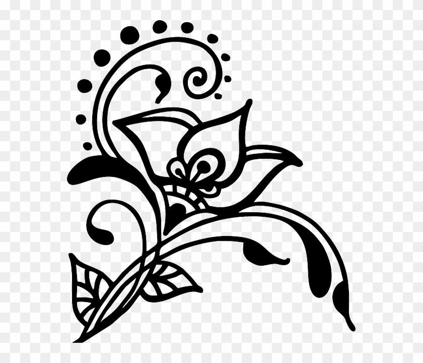 Silhouette Flower, Henna, Vines, Swirl, Artwork, Silhouette - Henna Silhouette #300977