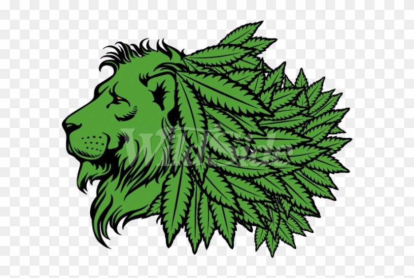 Green Lion Head With Marijuana Leaf Mane - Cannabis #301013