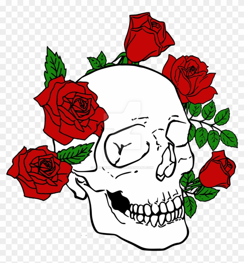 Skull And Roses 2 By 357supermagnum - Skull With Rose Clip Art #301627