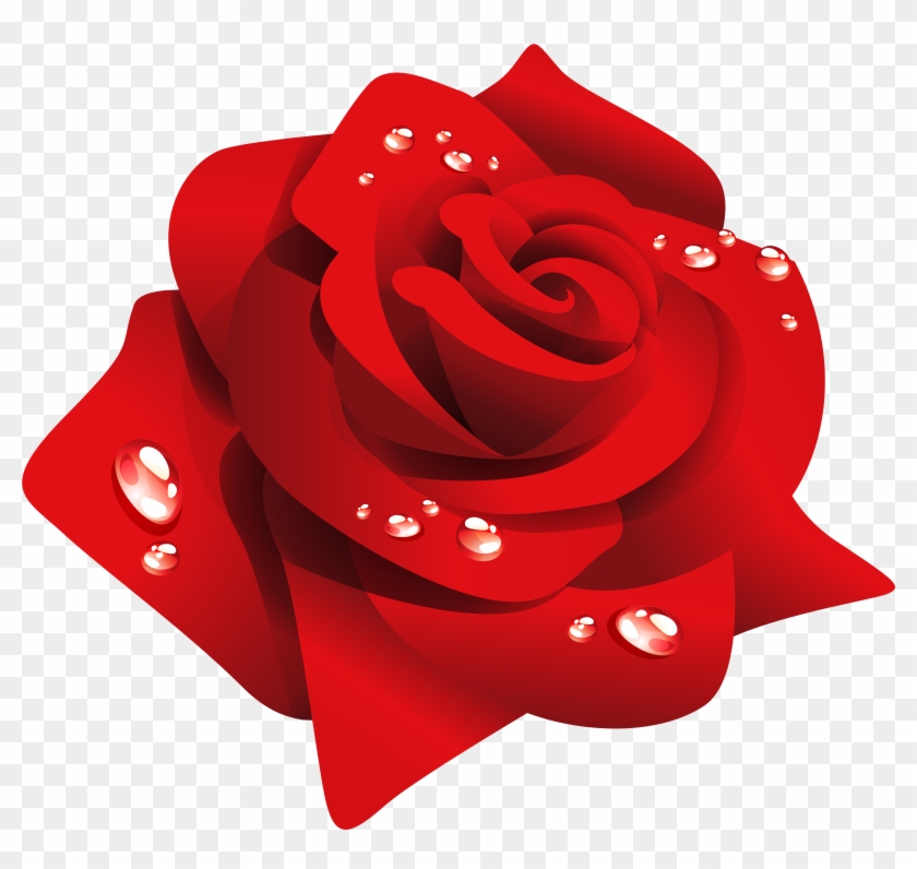 Red Rose With Dew Png Clipart - Rose #301635