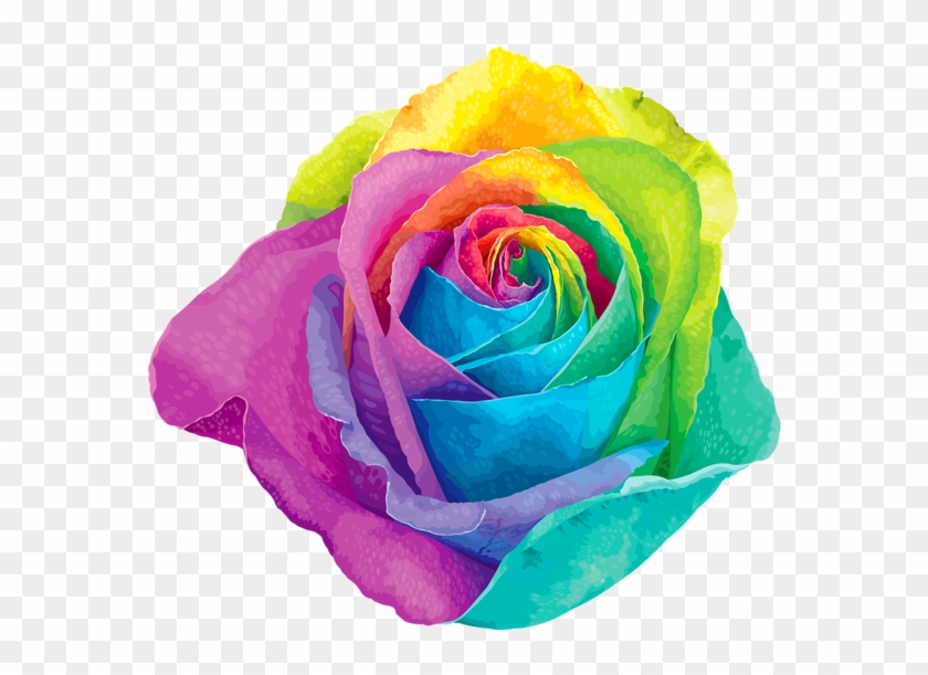 Red Rose With Stem Transparent Png Clip Art Image - Rainbow Rose Transparent #301774