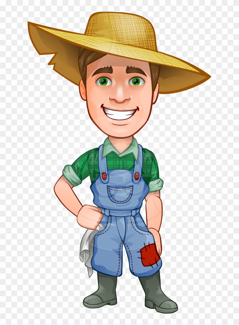 A Farmer Man Vector Character Illustrated In Typical - Farmer Cartoon Png #301957