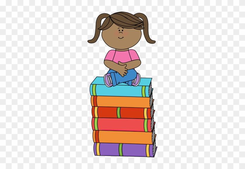Girl Sitting On Books Clip Art - Students With Book Clip Art #302012