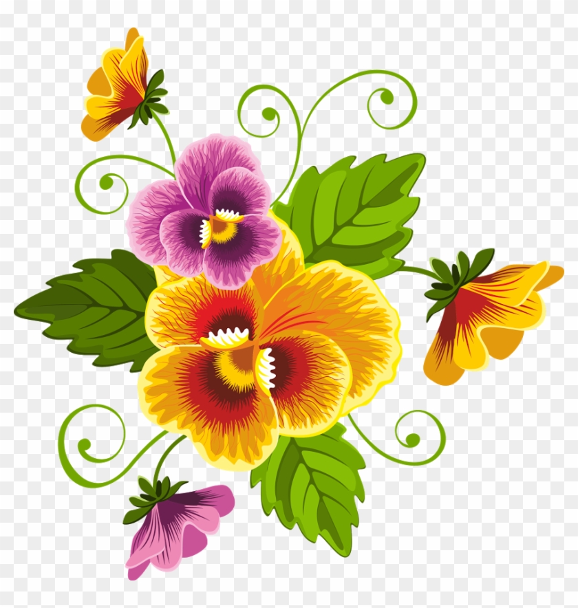 Set Of Floral Patterns With Pansy Vector Image On Vectorstock - Flores Em Formato Png #302125