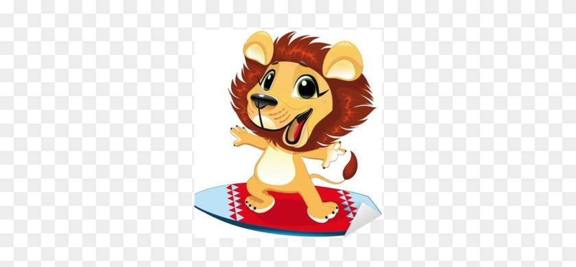 Baby Lion With Surf - Surfing Lion Ornament (round) #302343