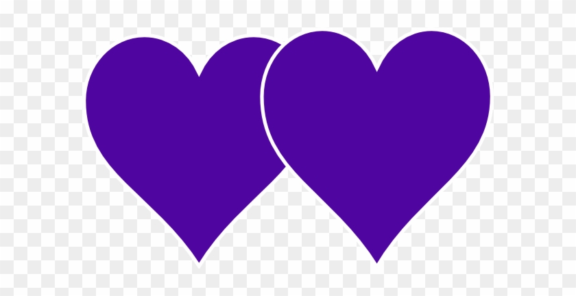 Two Hearts Lined In White Clip Art At Clker - Purple And White Hearts #302372