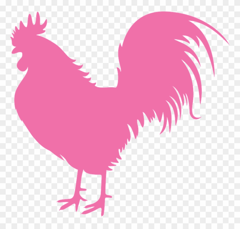 Cock, New Year Vector, Symbol, Pink, Vector, Drawing - Rooster Clipart Pink #302620