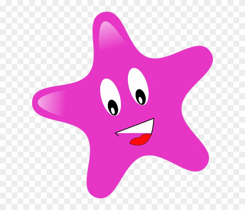 Star, Pink, Colorful, Color, Face, Cheerful, Drawing - Happy Stars Clipart #302621