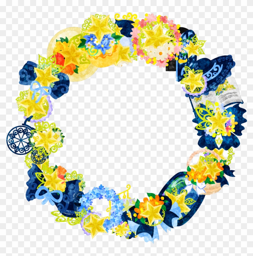 フリーイラスト素材星の雑貨で作られたリース Free Illustration The Wreath - Circle #302849