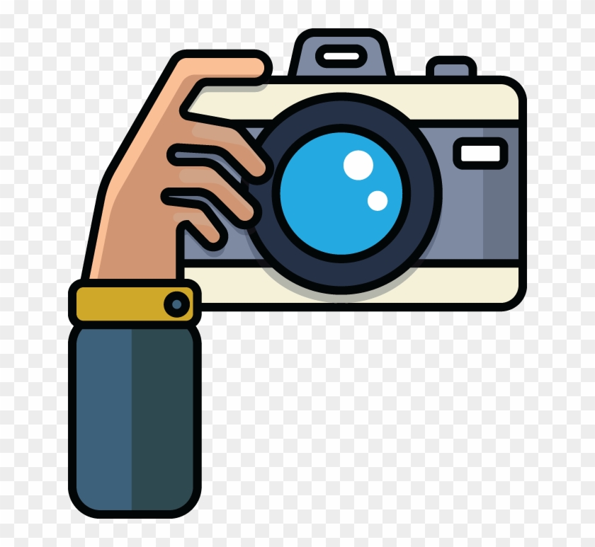 710 Cartoon Illustration Of Hand With Camera - Clipart Camera #303221