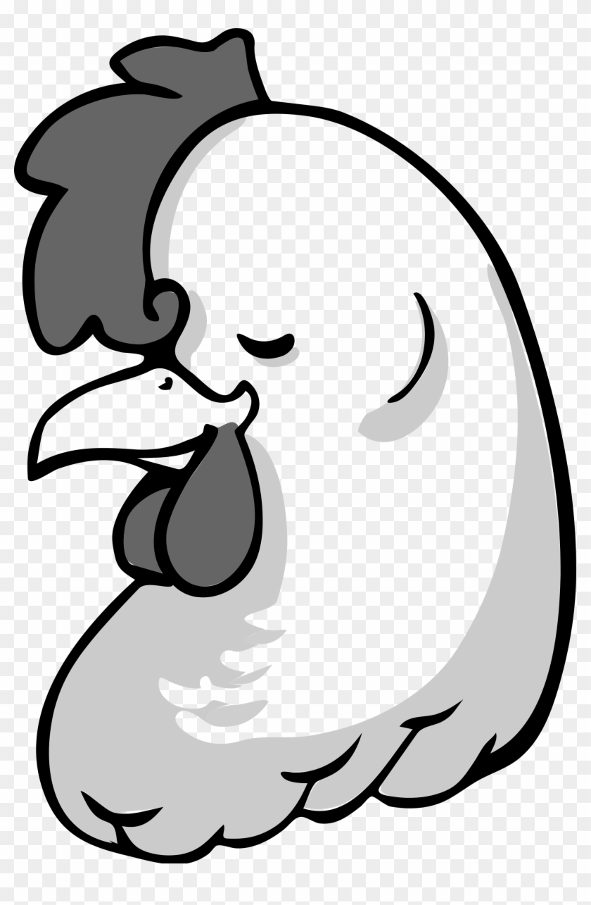 Open - Cartoon Chicken Head Black And White #303366