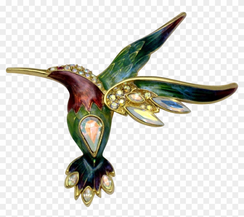 Graziano Sundancer Hummingbird Brooch French Enamel - Ruby-throated Hummingbird #303578