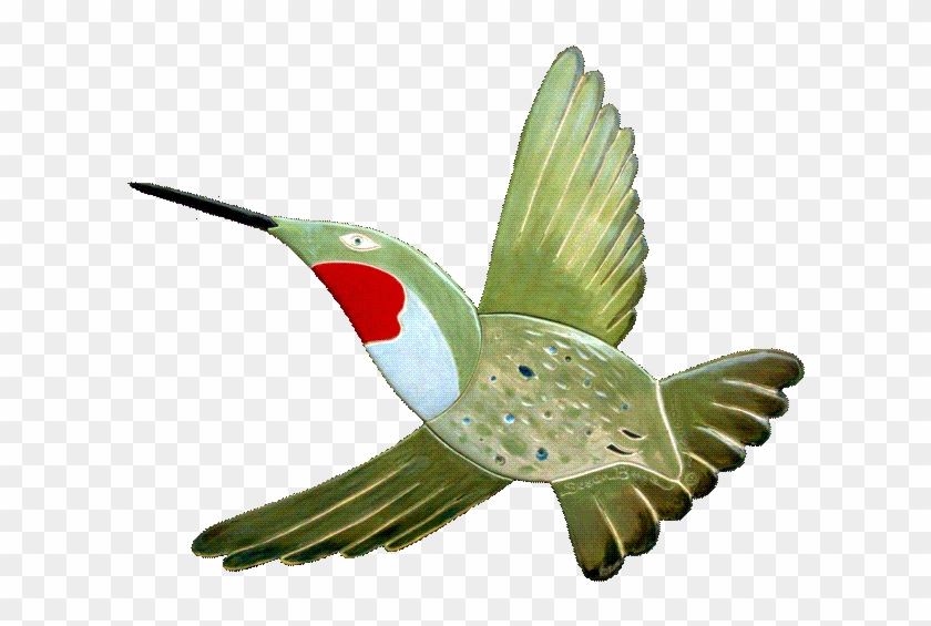 Large Free Form Ceramic Panel Of Hummingbird In Flight - Hummingbird #303661