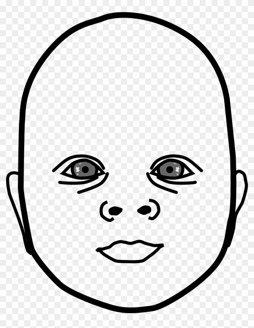 Baby Head Bald Infant Suckling Png Image - Blank Drawing Baby Face #303969