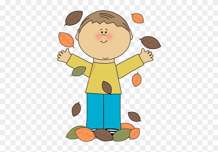 Boy Playing In Leaves Clip Art - My Cute Graphics Autumn #304033