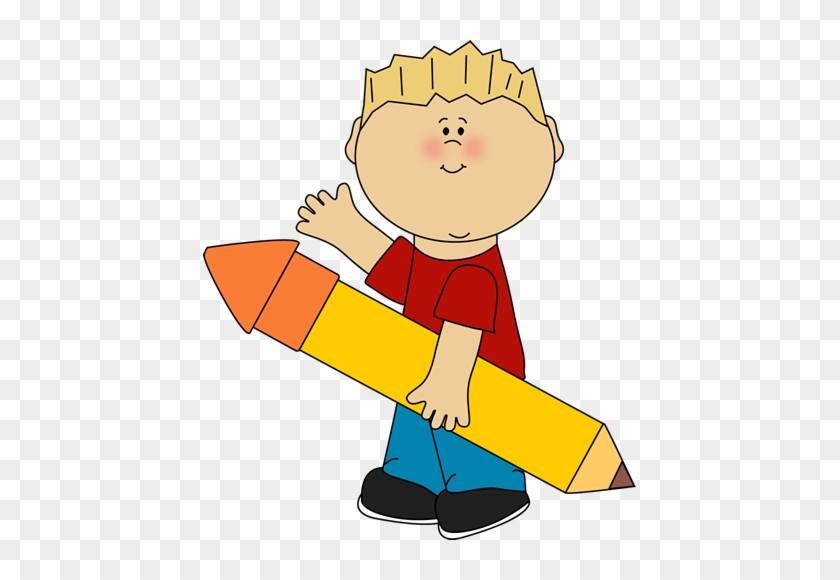 Boy With Giant Pencil Waving - Boy Waving Clipart #304039