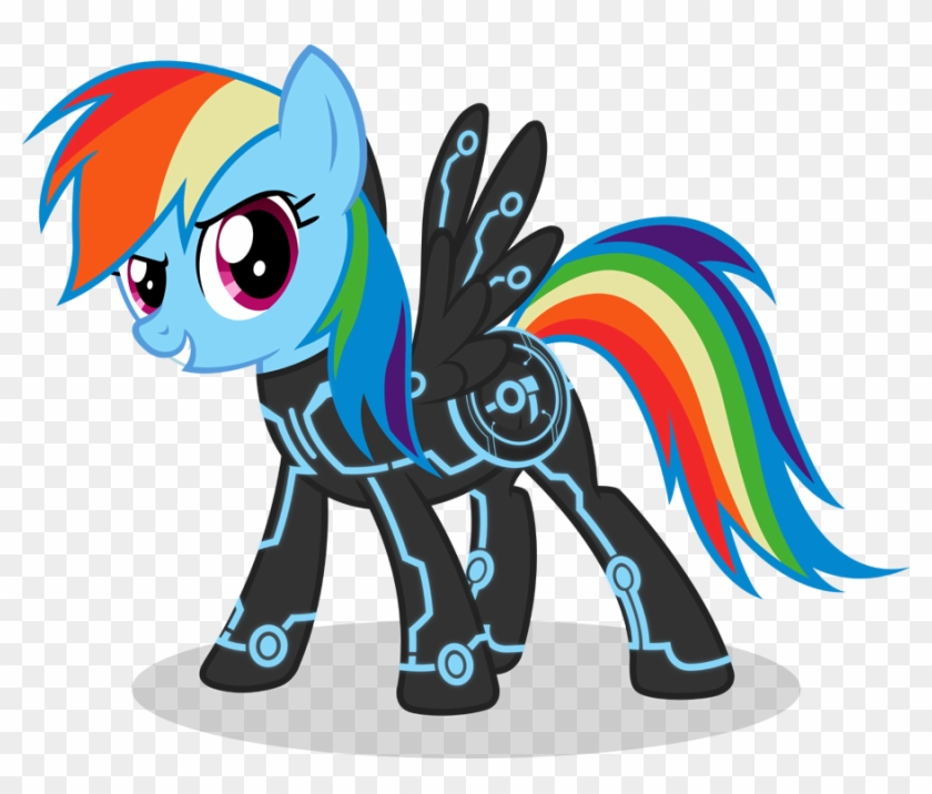 Capt-nemo, Crossover, Rainbow Dash, Safe, Simple Background, - Mlp Tron Rainbow Dash #304095