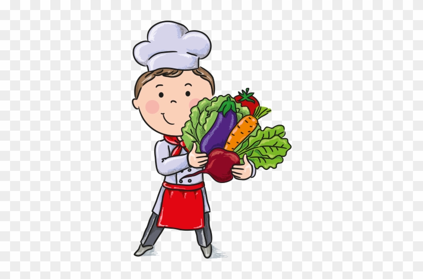 Clipart Sebzeleri Tutan Aşçı Çocuk - Kids Cooking Illustration #304168