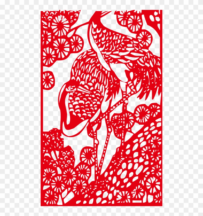 Crane Papercutting Chinese Paper Cutting Motif Chinese - Crane Papercutting Chinese Paper Cutting Motif Chinese #304302