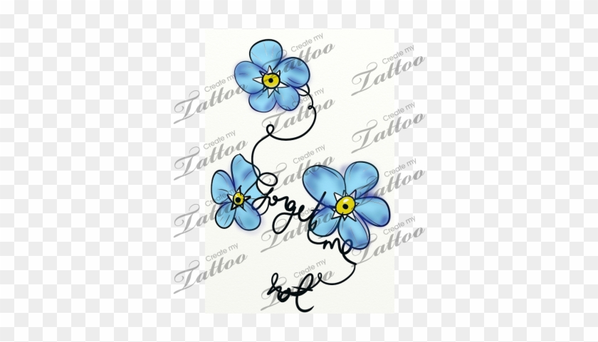 Marketplace Tattoo Forget Me Not Vine And Flower - Forget Me Not Flower Tattoo Designs #304341