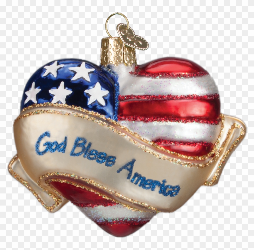 Happy President's Day - Old World Christmas God Bless America Heart Ornament #304634