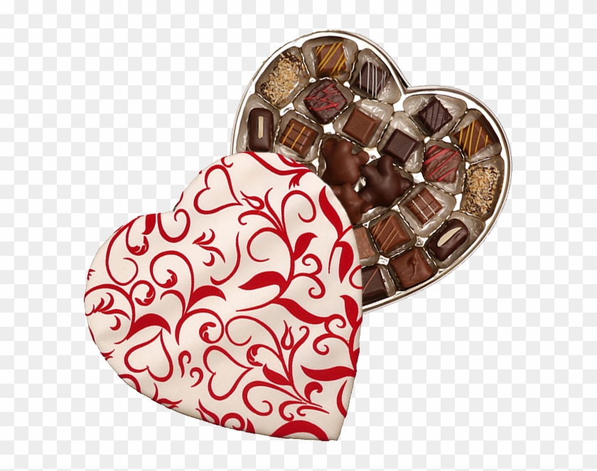 White Satin Heart With Red Ivy - Chocolate #304698