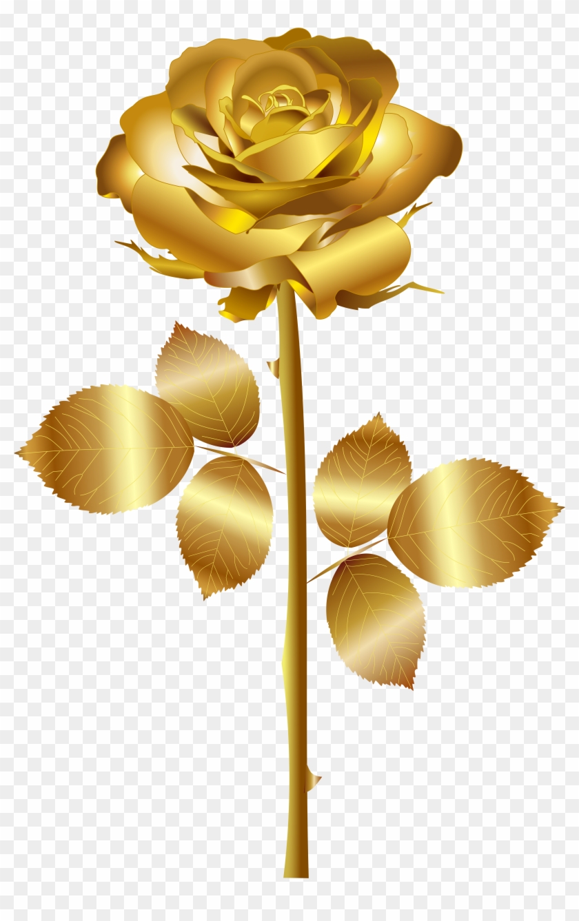 Yellow Flower Clipart One Flower - Gold Rose Png #304828