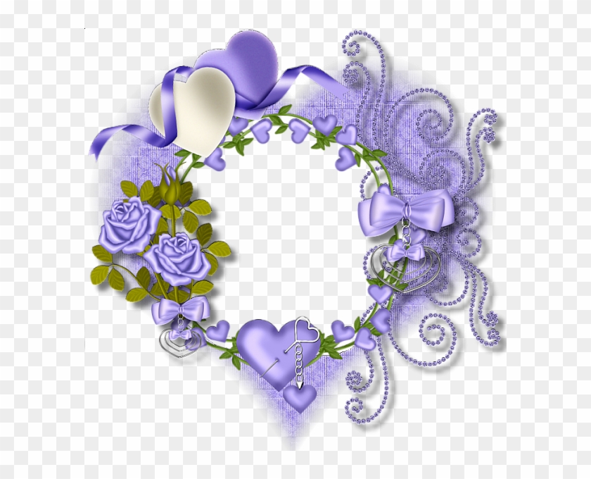 Purple Flower Clipart Round Flower Frame - Heart Flower Transparent #304885