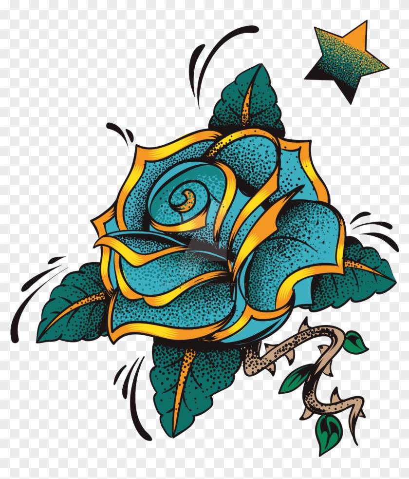 Blue Rose By Artbeautifulcloth On Deviantart - Rose Tattoo Designs Png #305162