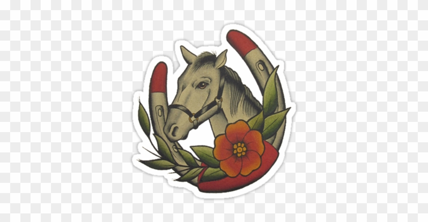 Horse And Flower Tattoo Design #305167