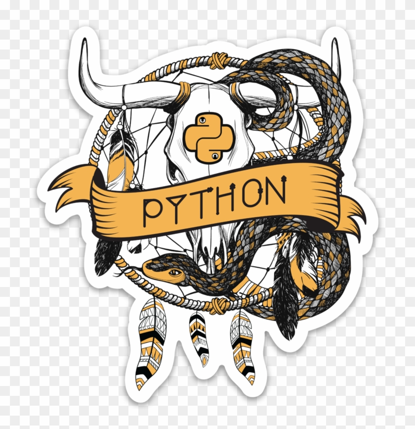 Python Illustration By /u/denholmsdead In Sticker Form - Python T Shirt Design #305317