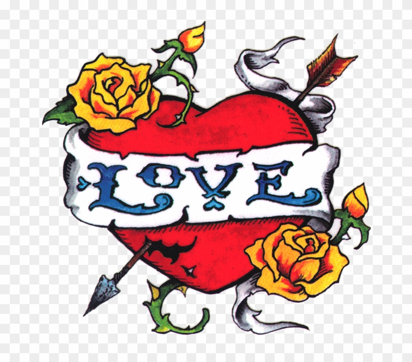 Traditional Rose Tattoo Flash Download - Love Tattoo Png #305329