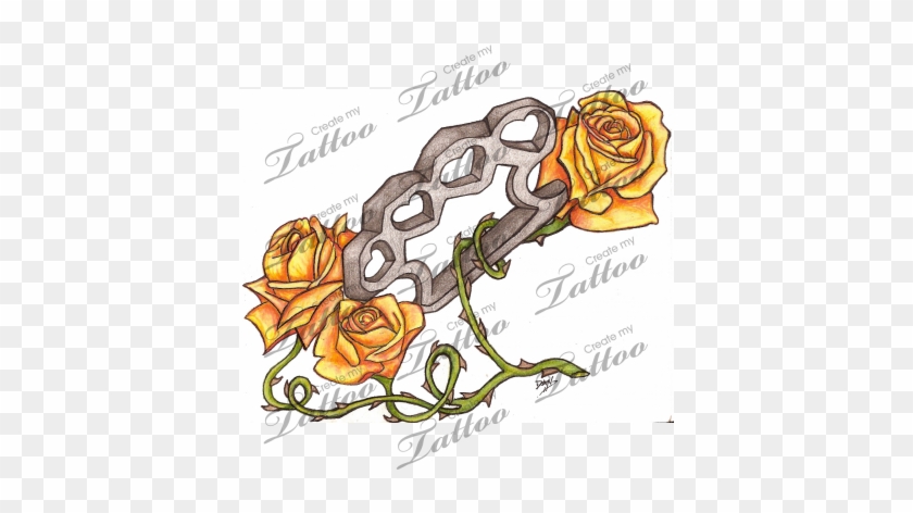 Brass Knuckles And Roses Tattoo Design - Tattoo #305475