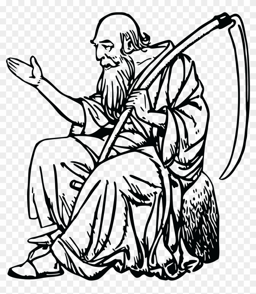 Free Clipart Of A Man Sitting With A Scythe - Old Father Time Clipart #305504